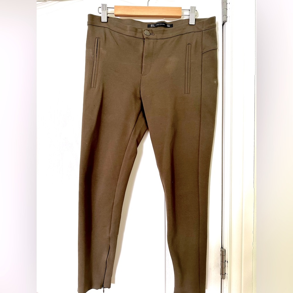 TRAFALUC/ZARA SKINNY OLIVE STRETCHY PANTS SIZE M
